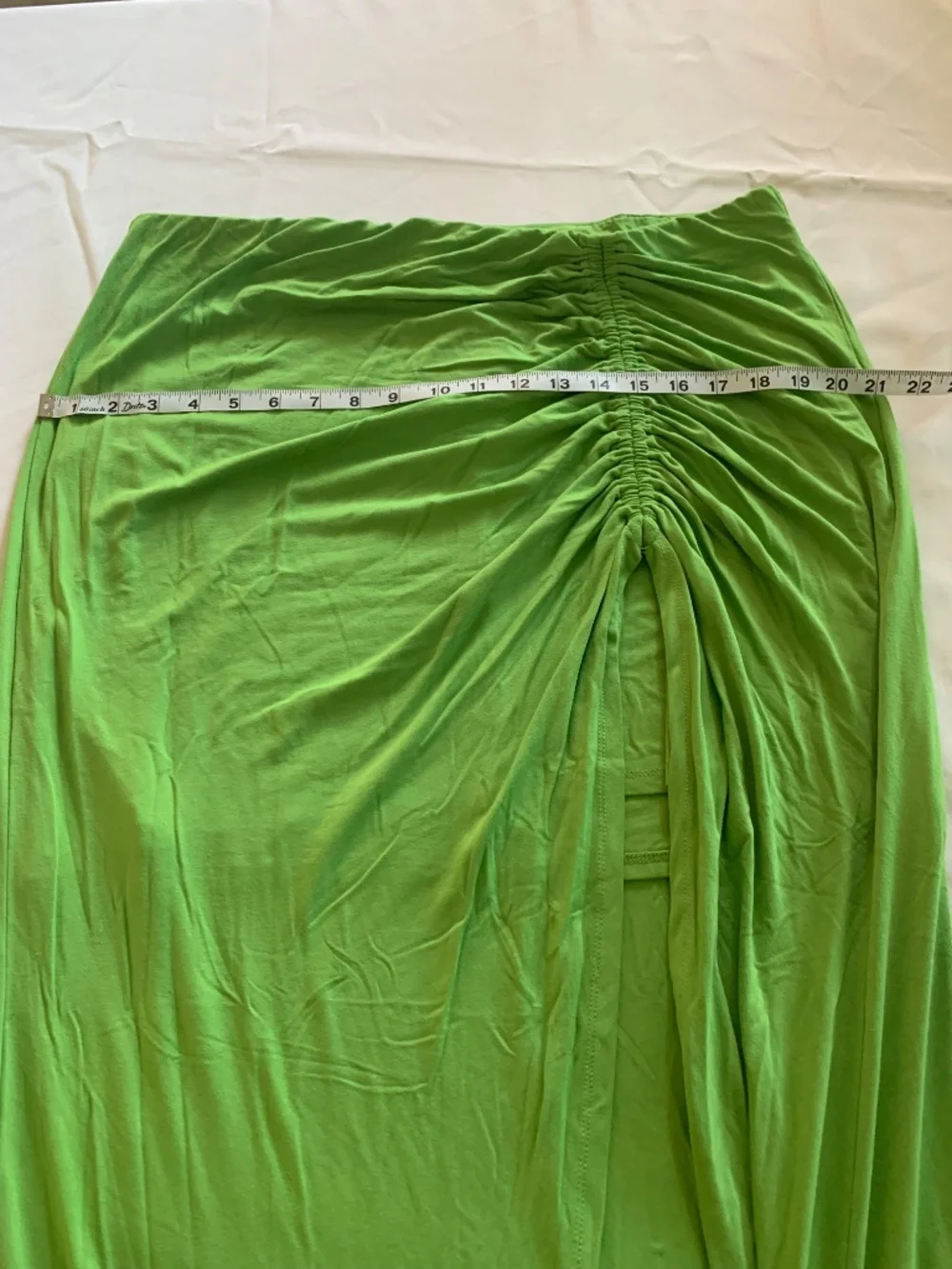 NWT ELOQUII Lime Green Ruched Front-Slit Stretch Maxi Skirt 16